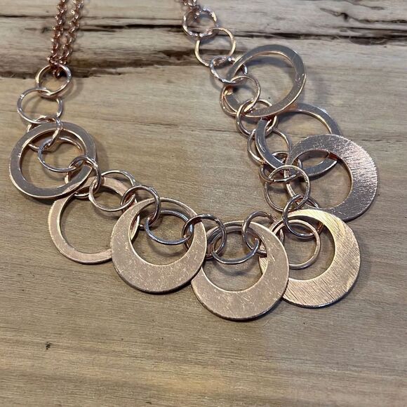 Rose Gold Multiple Circle Necklace - Picture 6 of 7